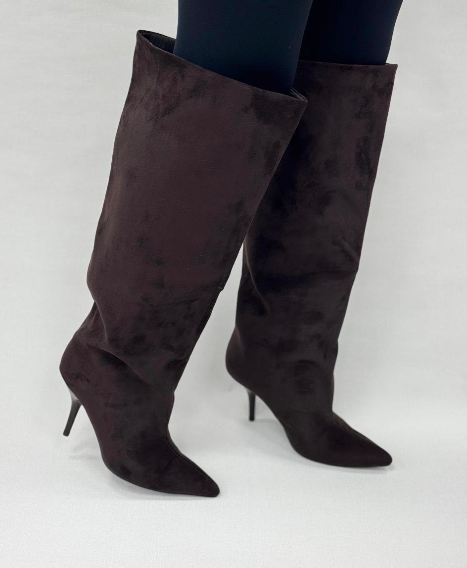 сапоги маскотт замшевые на каблуке,сапоги,элегантные сапоги,черные сапоги,женские сапоги