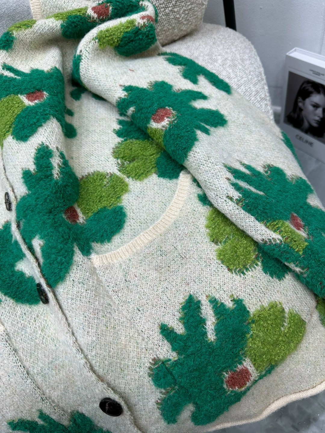 женский вязаный кардиган rziv цветочный принт,вязаные кардиганы женские,вязаные кардиганы,свитера вязаные,кардиган с цветком