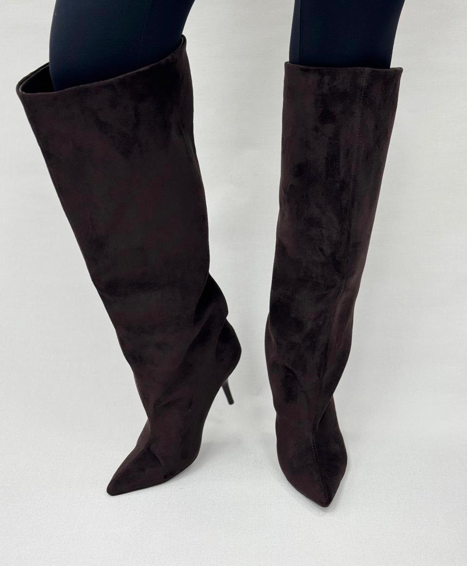 сапоги маскотт замшевые на каблуке,сапоги,элегантные сапоги,черные сапоги,женские сапоги