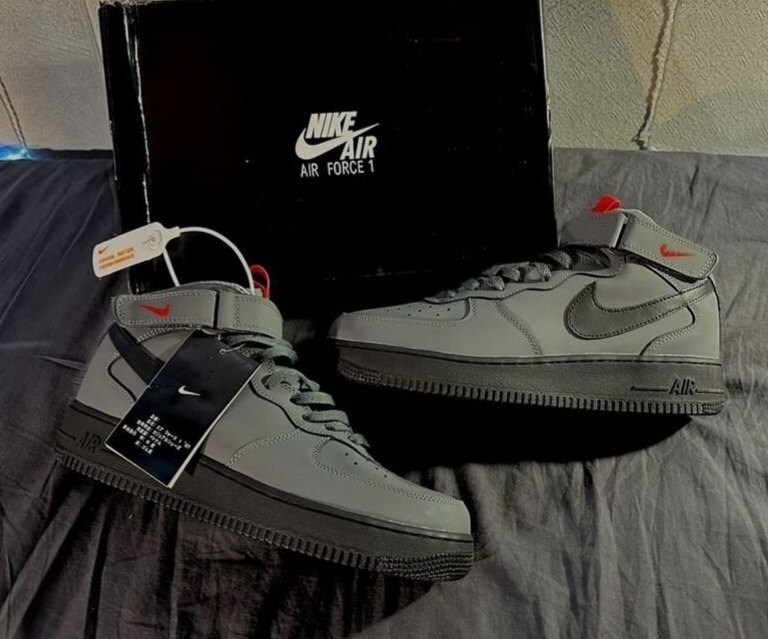 кроссовки nike air force 1 mid темно-серые,nike air force 1 mid,кросcовки nike air force 1,nike air force 1 mid dark grey,nike air force 1