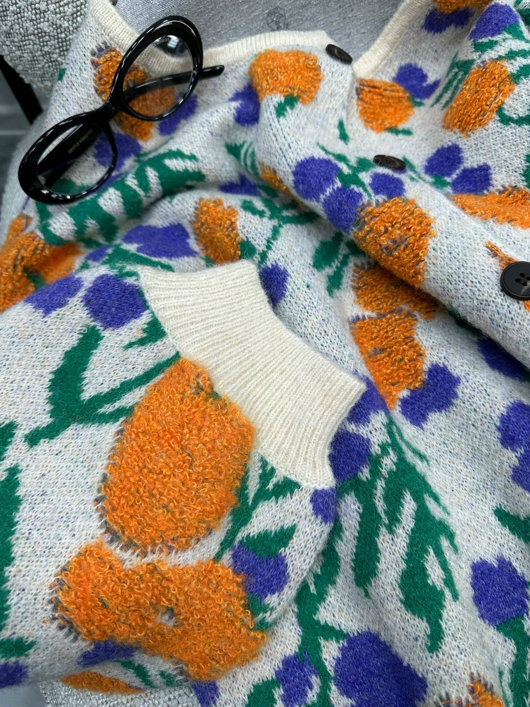 женский вязаный кардиган rziv цветочный принт,вязаные кардиганы женские,вязаные кардиганы,свитера вязаные,кардиган с цветком