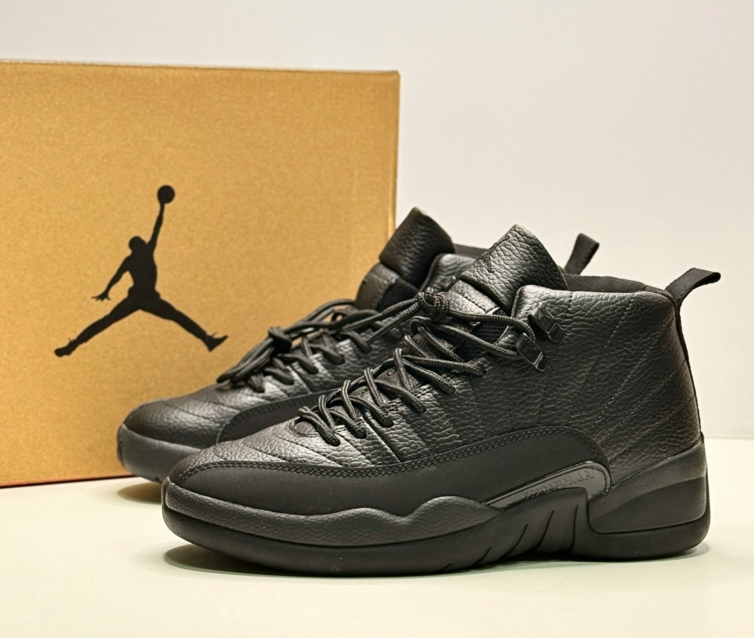 jordan 12 black,кроссовки air jordan 12 retro gs 'wool' черный,air jordan 12,кроссовки air jordan 12 retro winterized gs triple black,кроссовки air jordan 12 retro winterized bq6852-001 черный