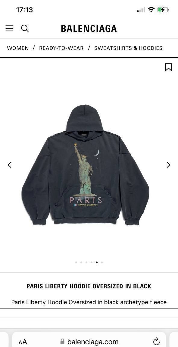 balenciaga худи paris liberty с эффектом потертости черный,худи balenciaga,худи balenciaga paris,худи баленсиага,толстовка balenciaga