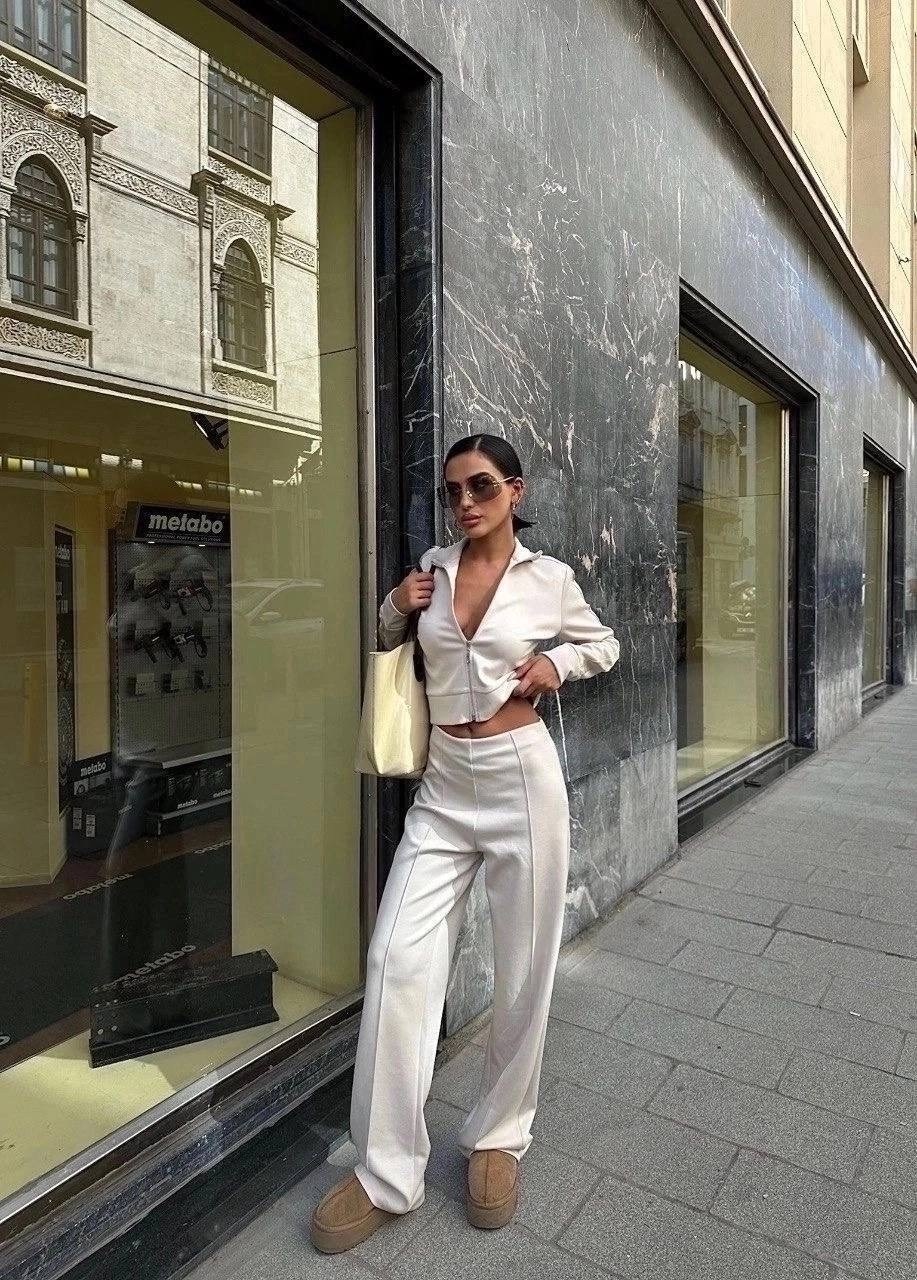 брючный костюм женский,брючный костюм,белый костюм брючный,костюм на молнии,прямые брюки