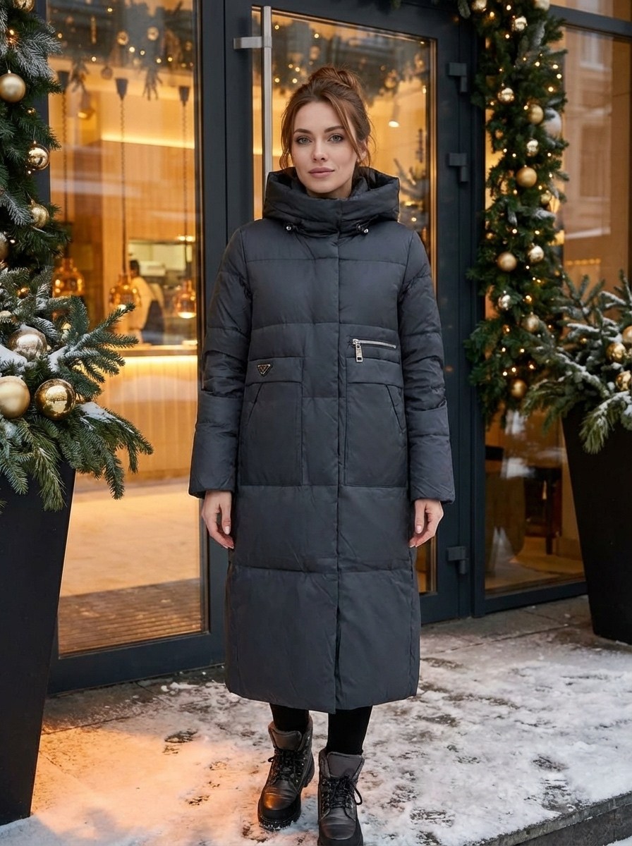 пуховик длинный зимний с капюшоном alyaska,женское зимнее пальто malinardi,женский пуховик,пуховик,пуховик зима
