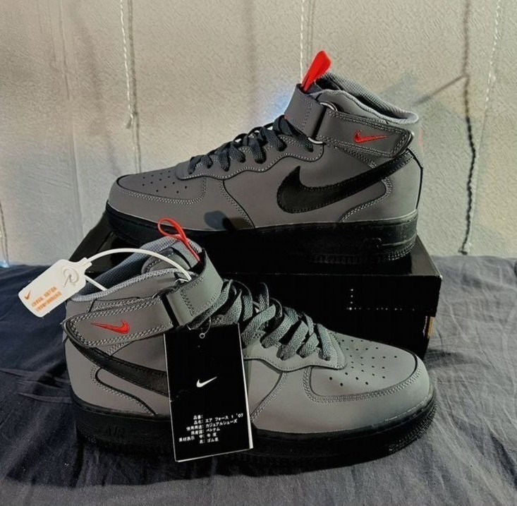 кроссовки nike air force 1 mid темно-серые,nike air force 1 mid,кросcовки nike air force 1,nike air force 1 mid dark grey,nike air force 1