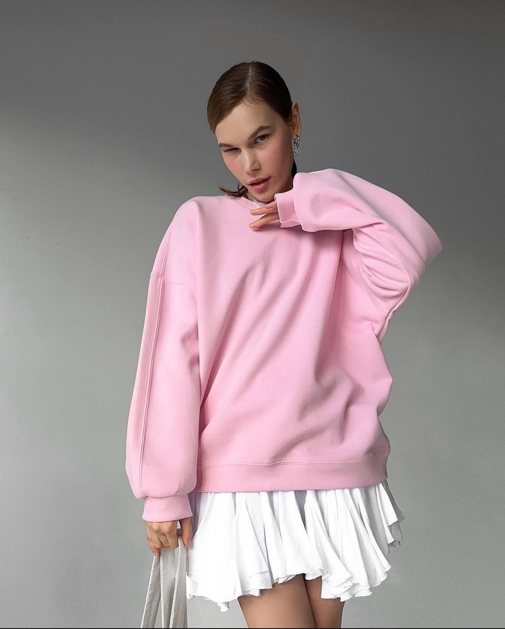 свитшот розовый оверсайз,лонгслив say yes baby в нежном розовом цвете,cвитшот женский оверсайз,оверсайз свитшот,розовый свитшот