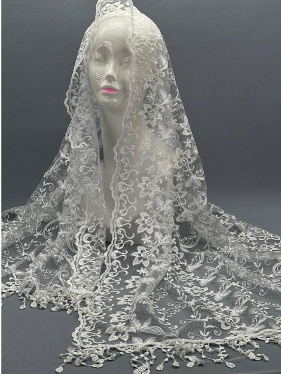 платок палантин для храма в церковь шарф косынка,кружевная фата,фата с кружевом,свадебная фата,фата невесты