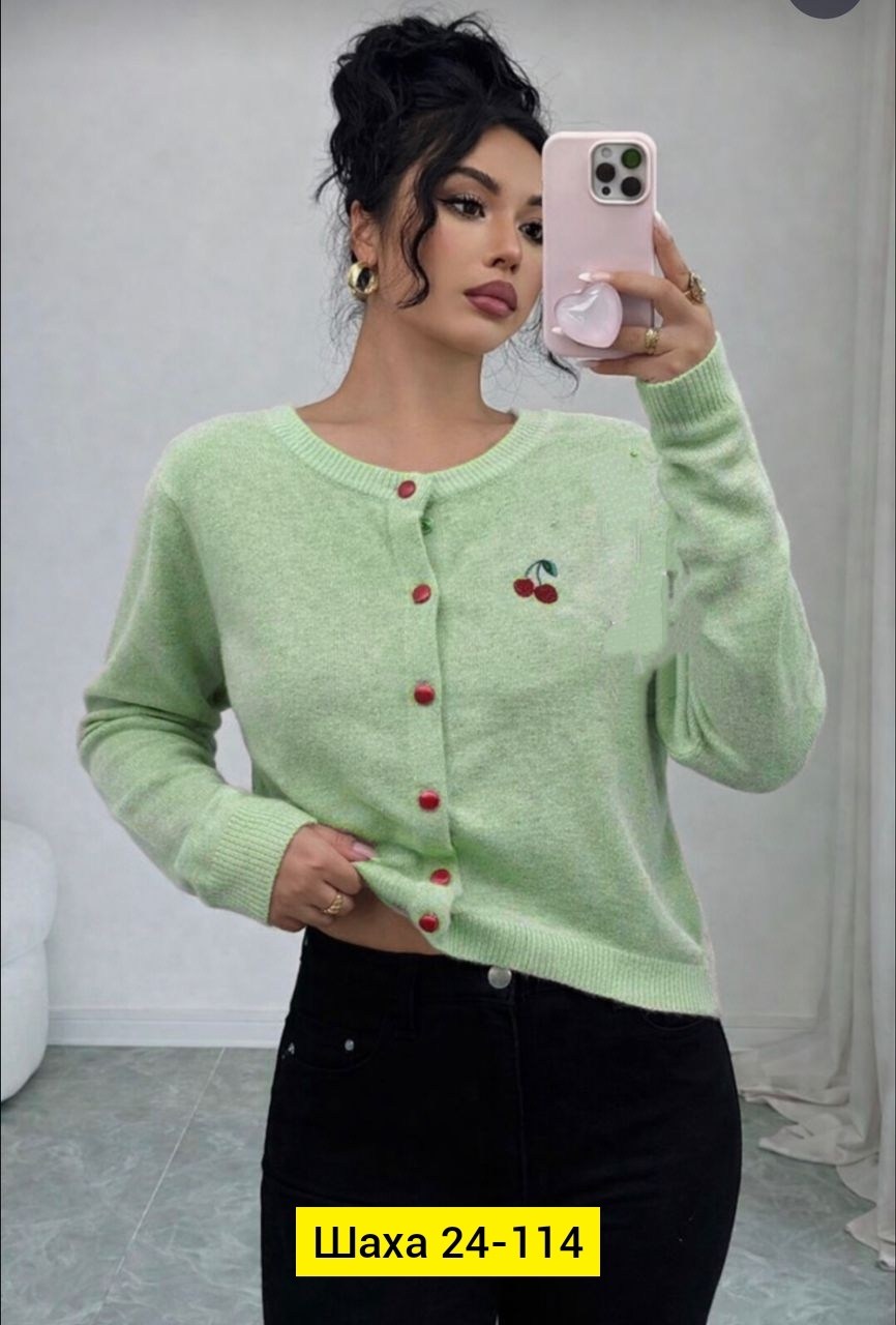 кардиган короткий на пуговицах с вишенками bye kitty,кардиган с вишенками,свитер с вышивкой,кардиган с вышивкой,кардиган кофта