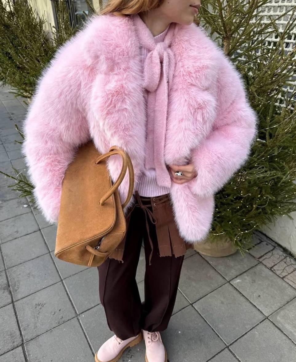 розовая шуба,шуба из искусственного меха,розовая шубка,зимняя мода