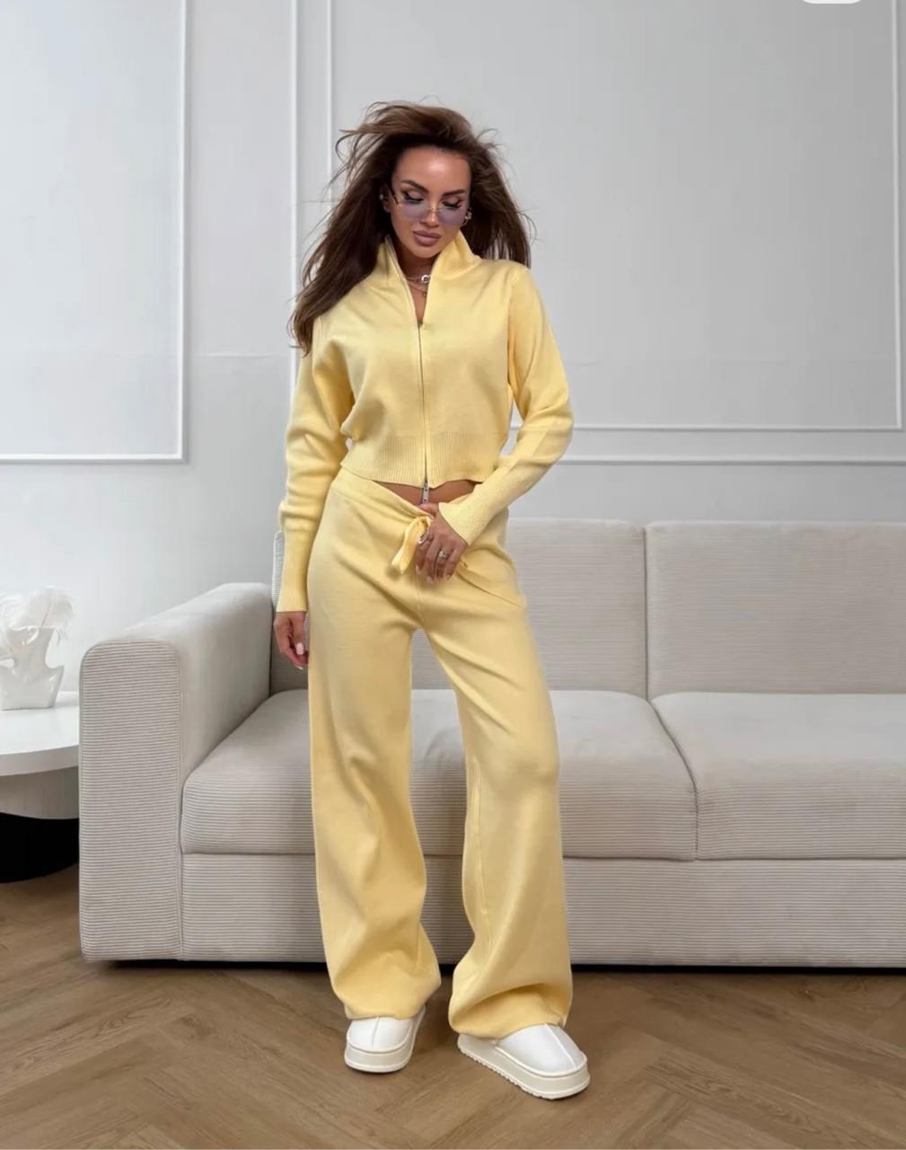 женский трикотажный спортивный костюм,костюм с замком,трикотажный костюм,хлопковый кардиган и брюки женский комплект 2шт,костюм женский трикотажный