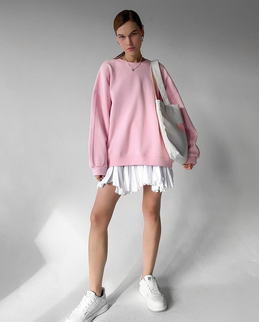 свитшот розовый оверсайз,лонгслив say yes baby в нежном розовом цвете,cвитшот женский оверсайз,оверсайз свитшот,розовый свитшот