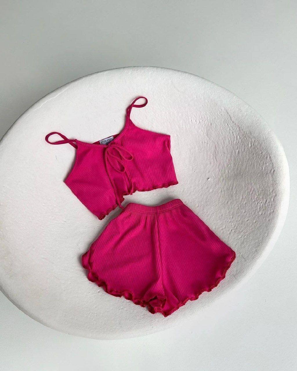 пижама с шортами,летний женский пижамный комплект хлопковый топ и шорты,пижама женская с шортами хлопковая,пижама с шортами розовая yuviolet,пижама женская с шортами