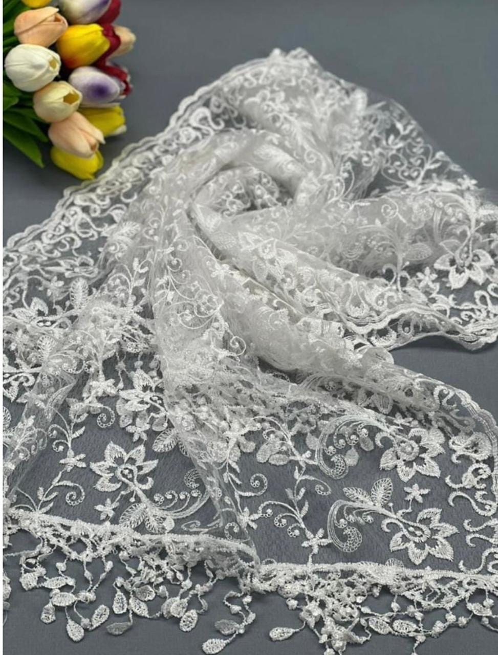 платок палантин для храма в церковь шарф косынка,кружевная фата,фата с кружевом,свадебная фата,фата невесты