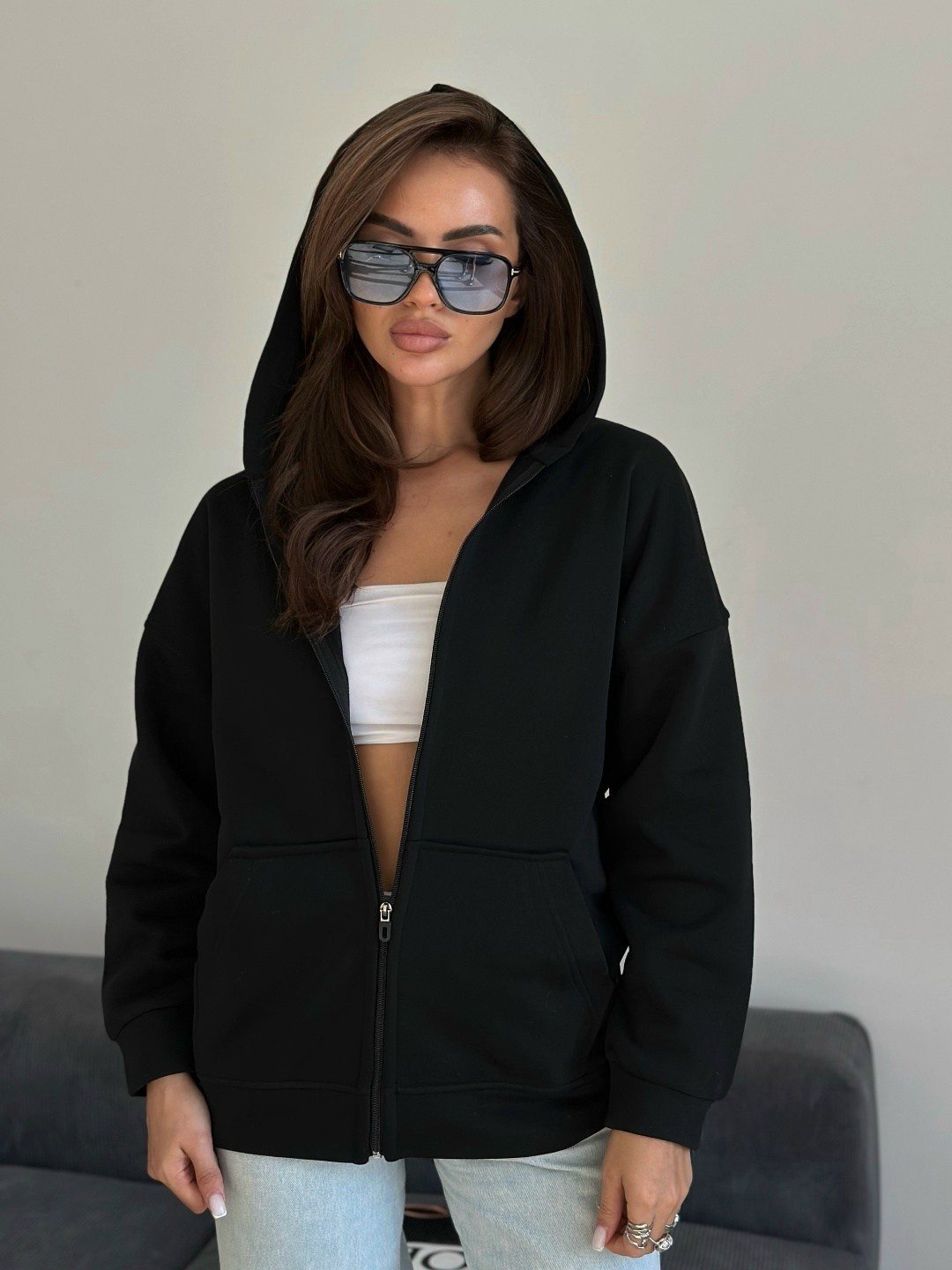 женская кофта,кофта на флисе,женская толстовка из футера с начесом happyfox,толстовка женская,кофта оверсайз с капюшоном на молнии