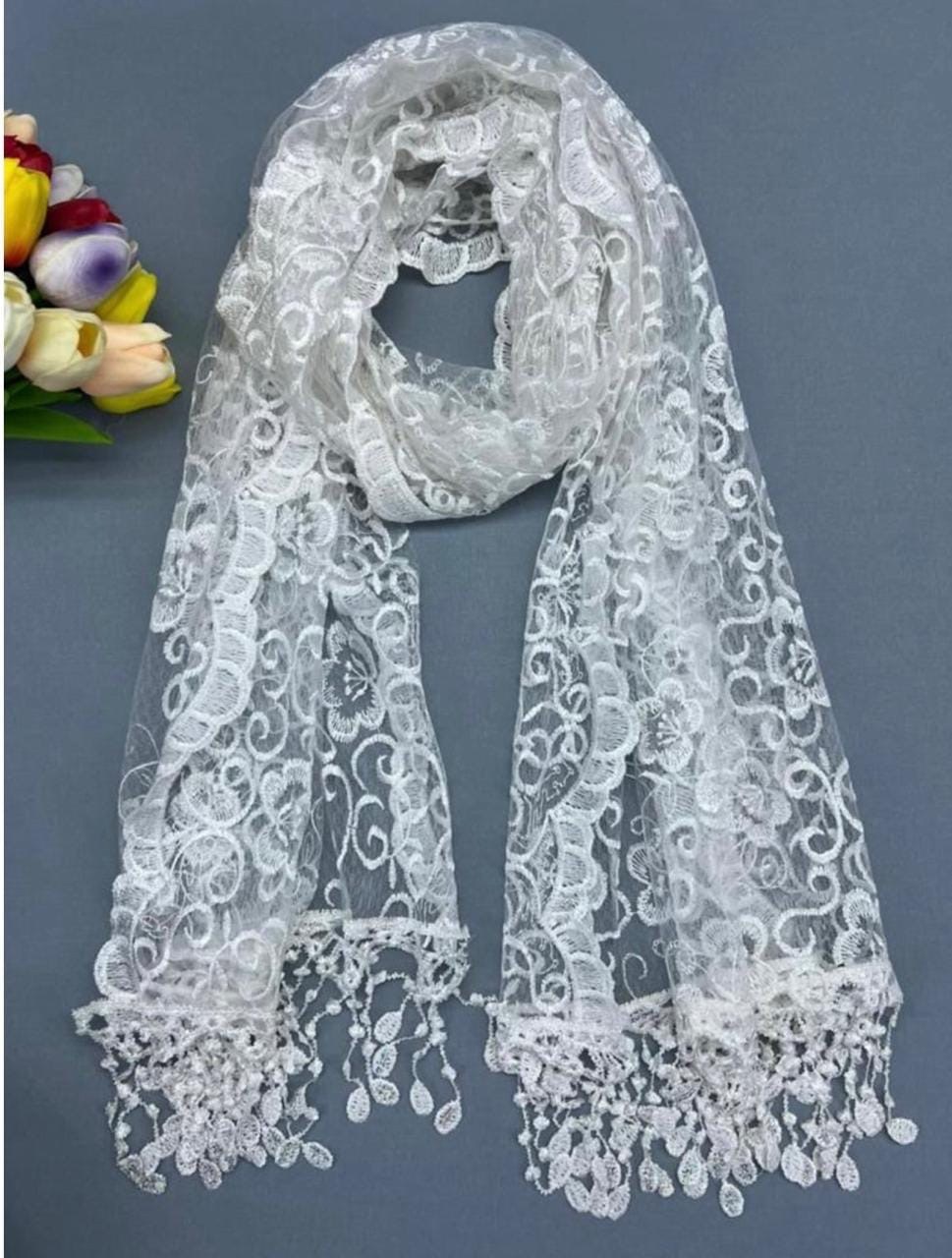 платок палантин для храма в церковь шарф косынка,кружевная фата,фата с кружевом,свадебная фата,фата невесты