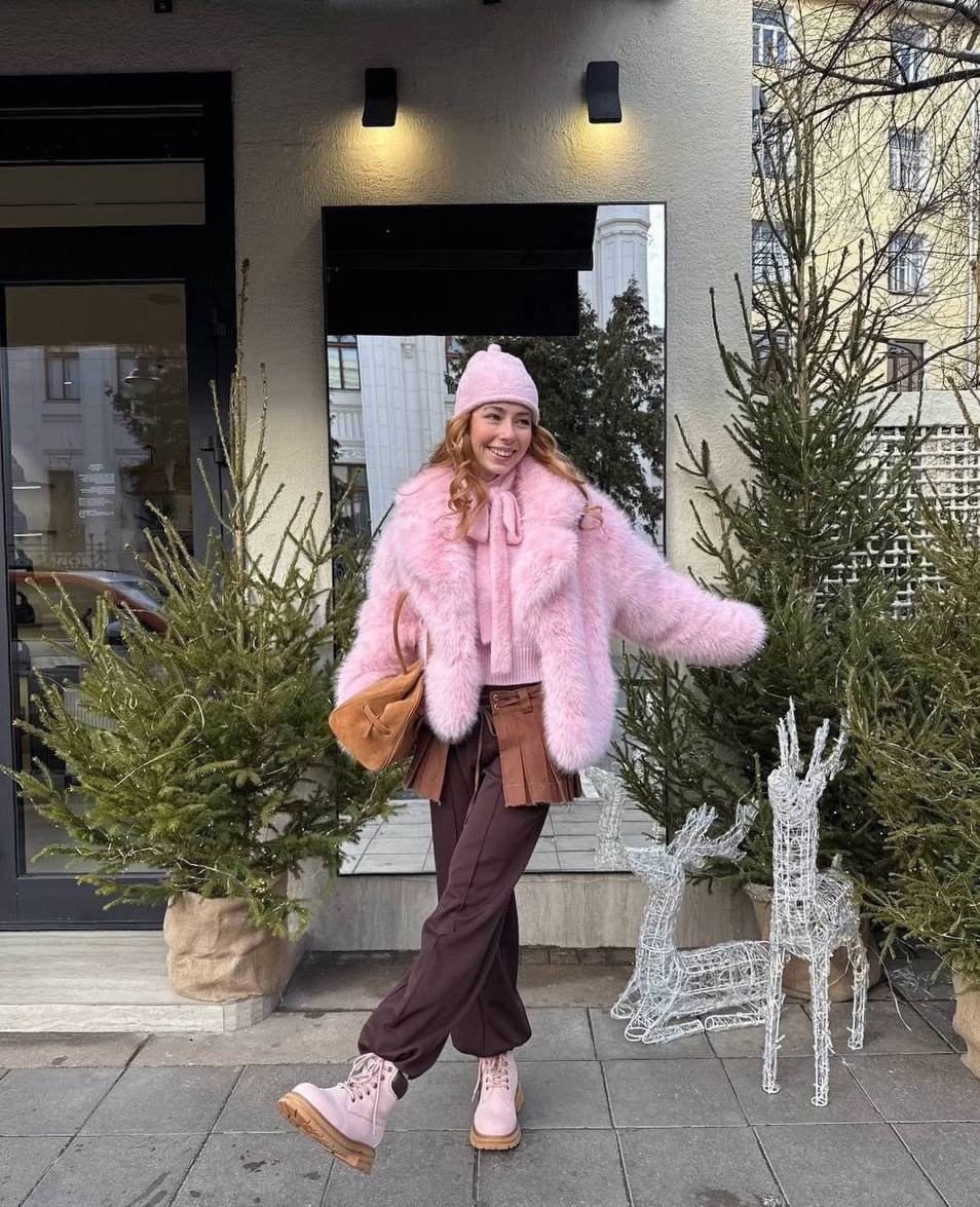розовая шуба,шуба из искусственного меха,розовая шубка,зимняя мода