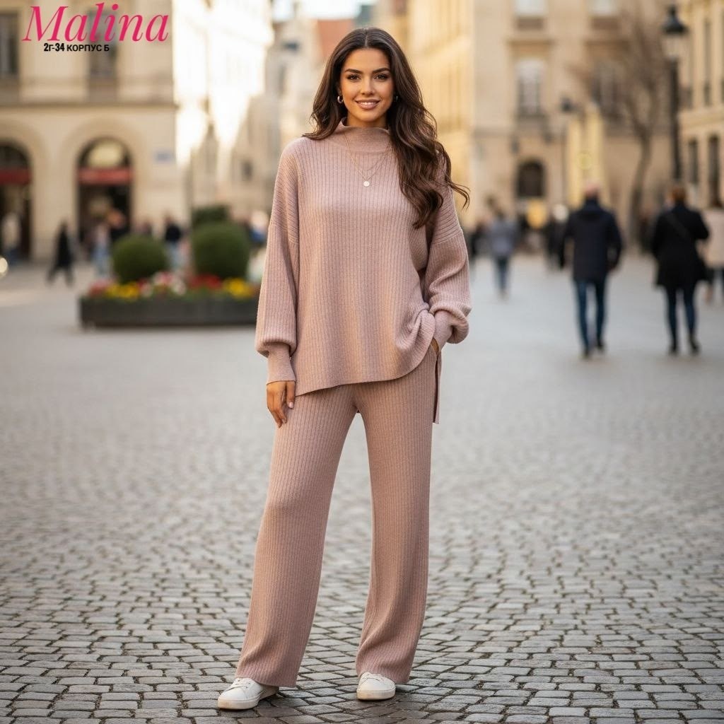 женский трикотажный костюм с брюками,трикотажный костюм женский,костюм женский вязаный брючный,трикотажный брючный костюм,костюм из кашемира женский
