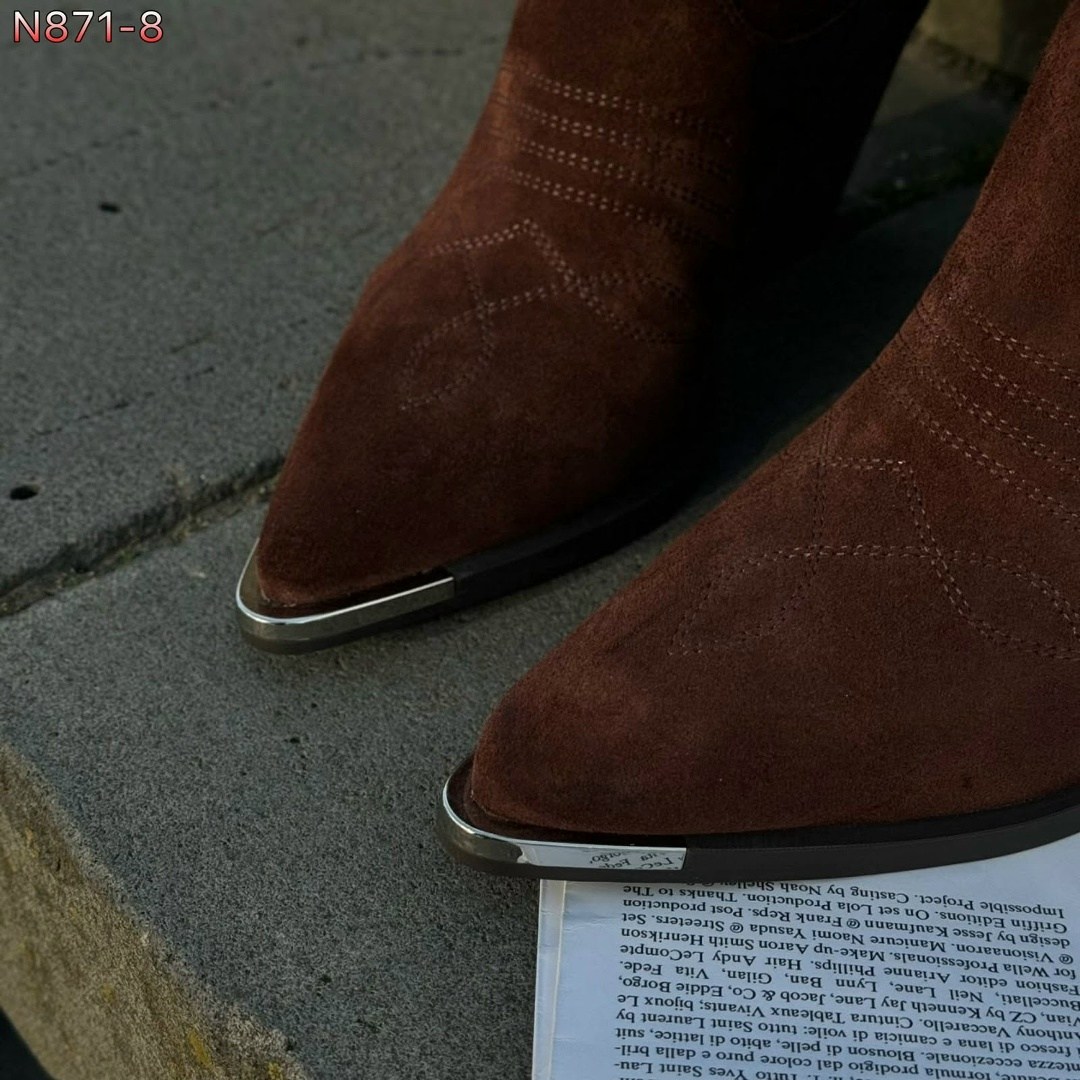 ботинки казаки замшевые демисезонные на каблуке коричневые,замшевые сапоги,женские сапоги,женские ковбойские сапоги, ботильоны