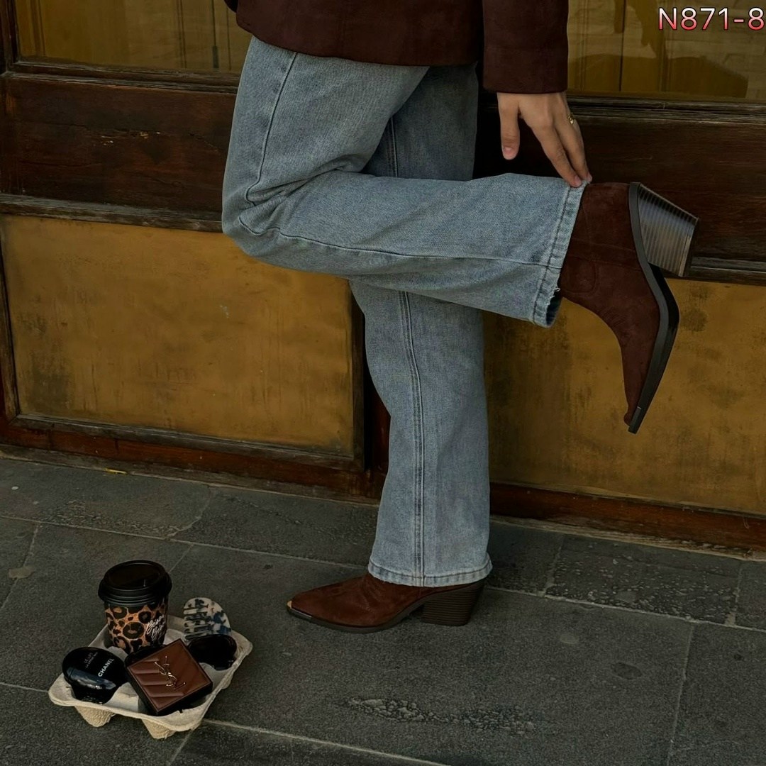 ботинки казаки замшевые демисезонные на каблуке коричневые,замшевые сапоги,женские сапоги,женские ковбойские сапоги, ботильоны