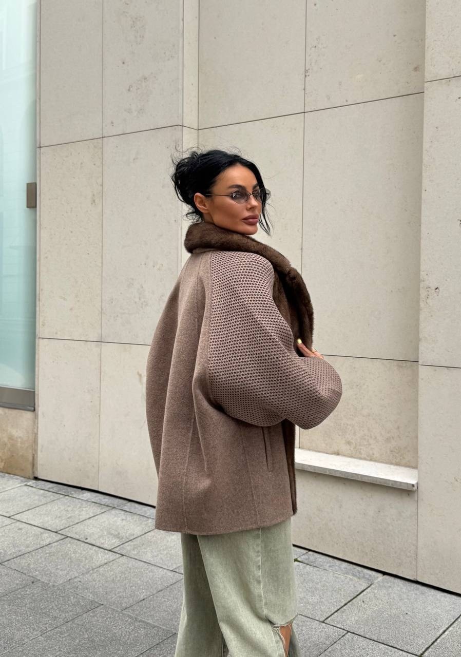 кашемировое пальто,кашемировое пальто с мехом норки,пальто вязаное,модная шуба,пальто с норкой