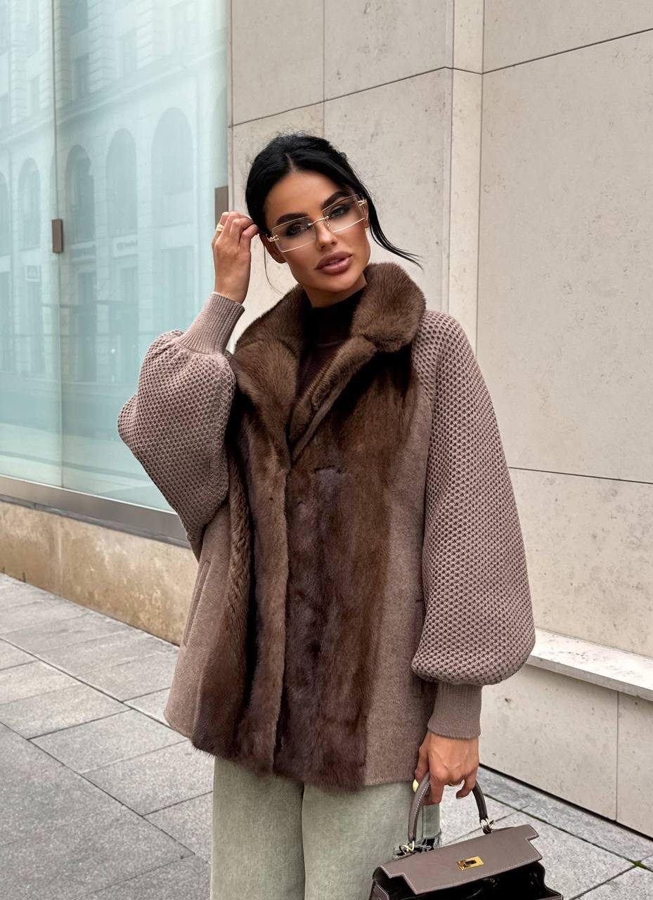 кашемировое пальто,кашемировое пальто с мехом норки,пальто вязаное,модная шуба,пальто с норкой