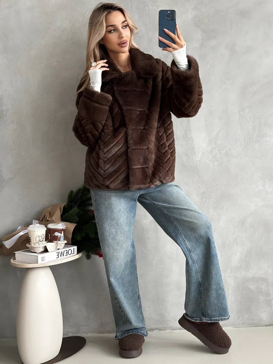 шуба искусственная под норку оверсайз marirosa,шуба искусственная под норку оверсайз,женская шуба,шуба искусственная короткая экошуба зима модная одежда,шуба искусственная