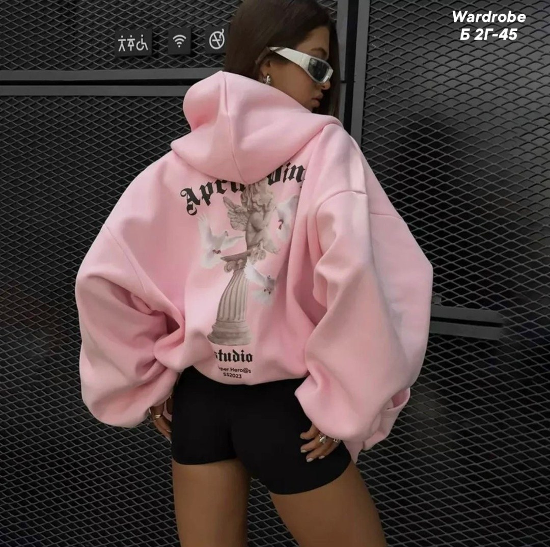 худи оверсайз с молнией,зип худи на молнии оверсайз с принтом,толстовка женская,зип худи на молнии оверсайз с принтом цвет белый,худи оверсайз