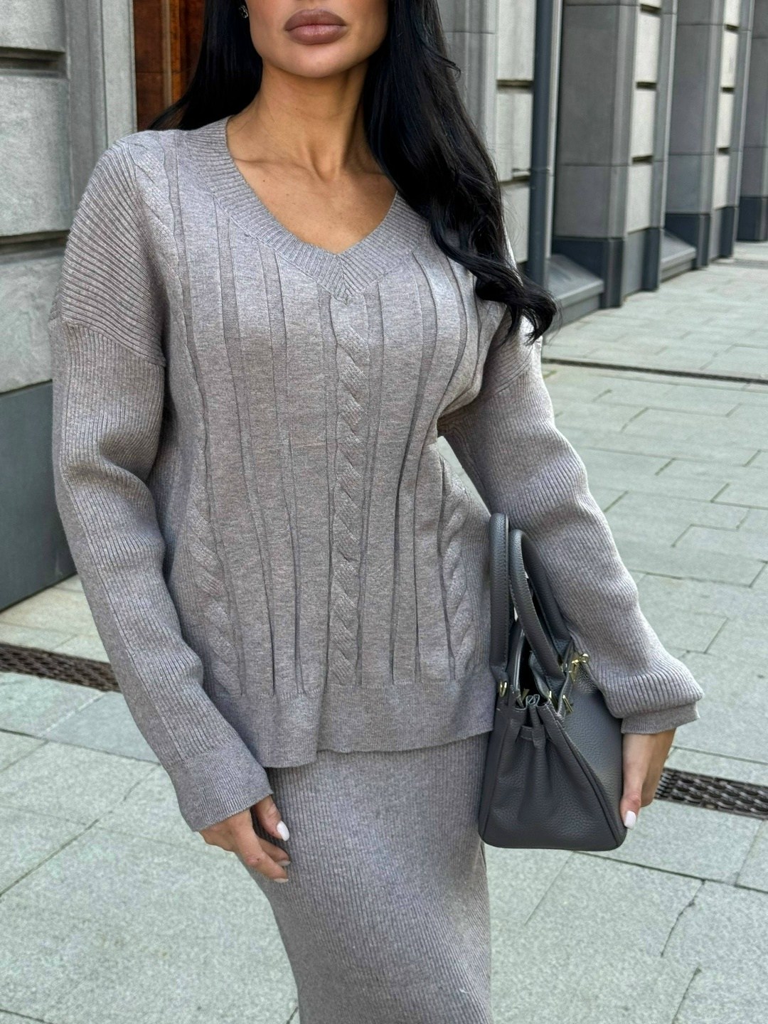 костюм вязаный с юбкой миди emberens,вязаный костюм с юбкой,трикотажный костюм с юбкой лапша,юбка с кофтой,костюм трикотажный вязаный с юбкой emberens 183203374