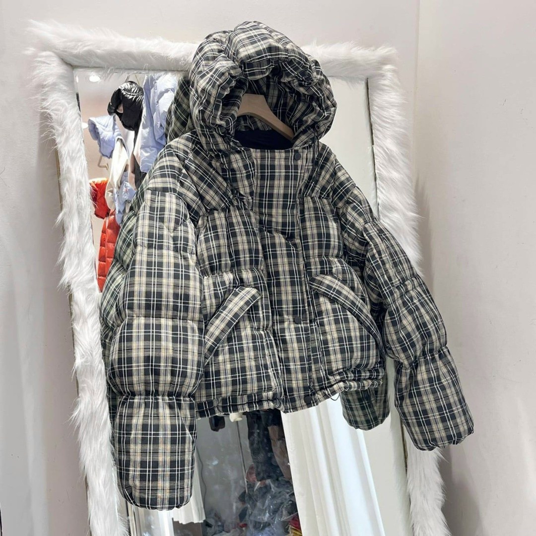 куртка теплая,женская зимняя куртка,куртка женская,зимний женский повседневный свободный пуховик в клетку с капюшоном,куртка зима