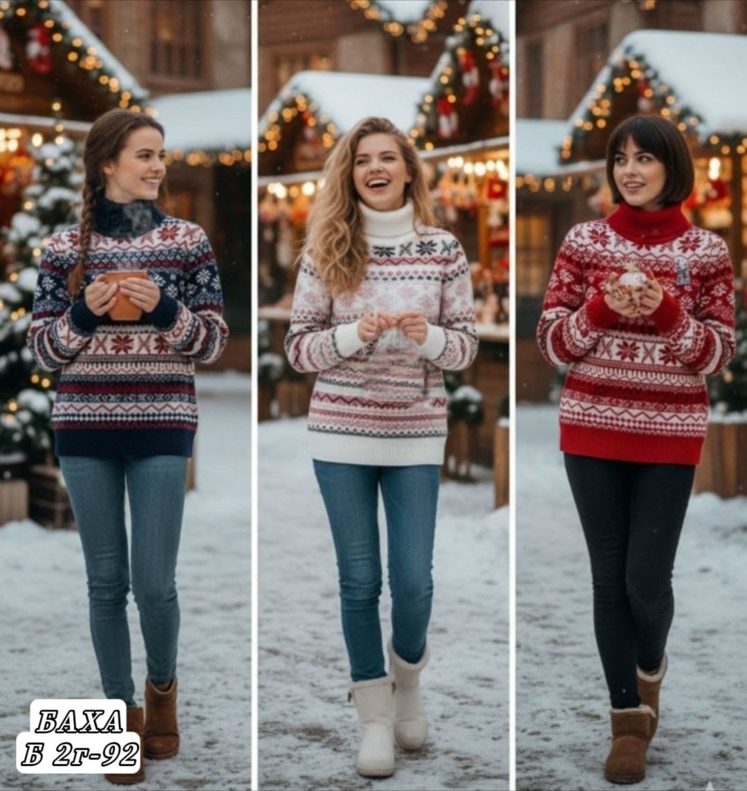 новогодний свитер,женский новогодний свитер,женский свитер с водолазкой красный и с оленями и снежинками,рождественский свитер,свитер со снежинками