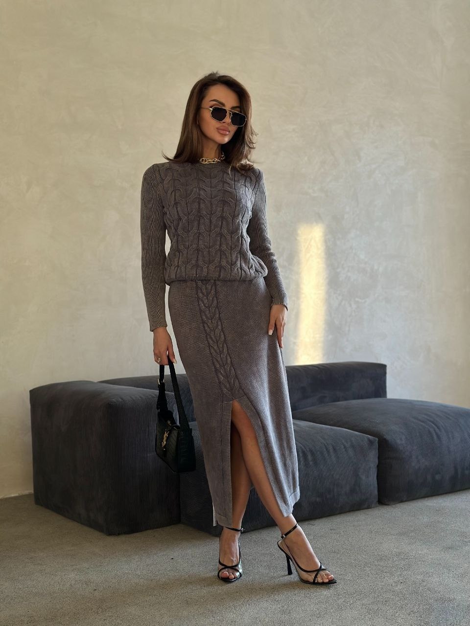 стильные костюмы,вязаные костюмы,вязаный костюм с юбкой,трикотажный вязаный костюм с юбкой,женский костюм