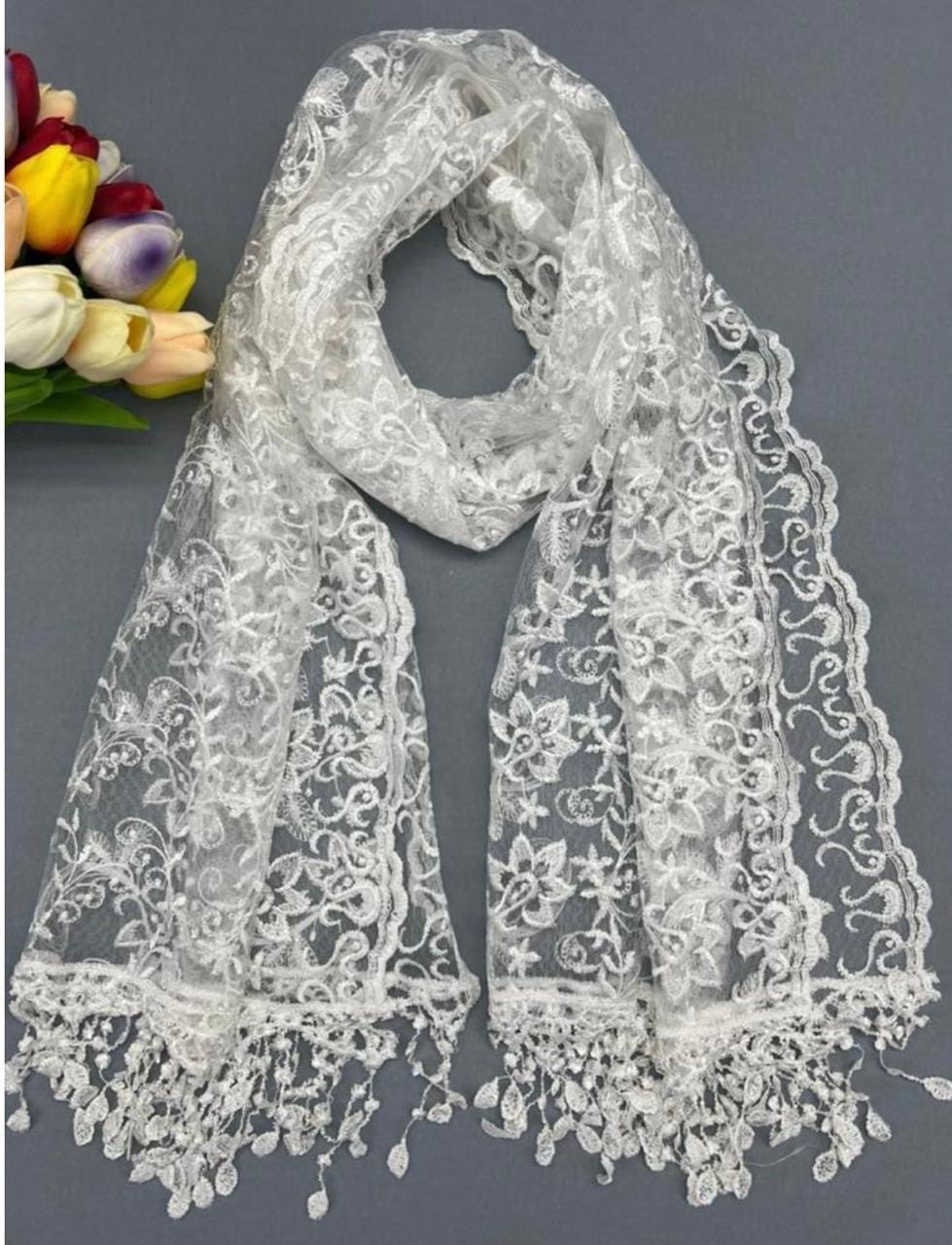 платок палантин для храма в церковь шарф косынка,кружевная фата,фата с кружевом,свадебная фата,фата невесты