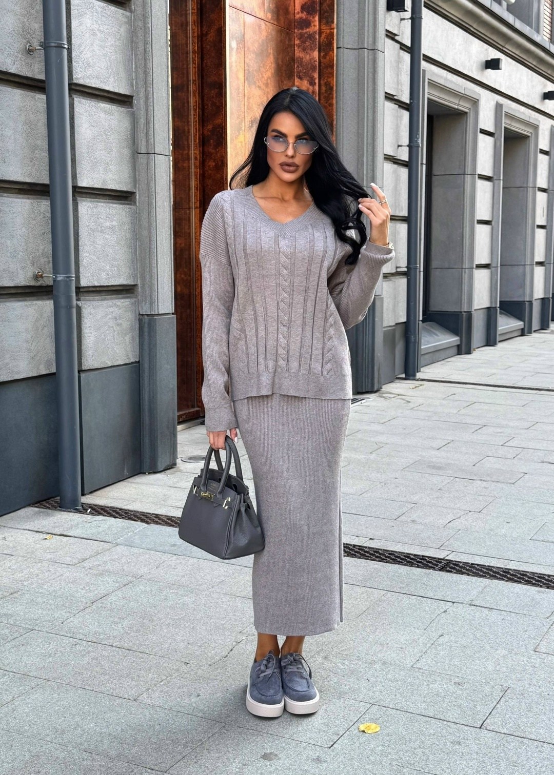 костюм вязаный с юбкой миди emberens,вязаный костюм с юбкой,трикотажный костюм с юбкой лапша,юбка с кофтой,костюм трикотажный вязаный с юбкой emberens 183203374