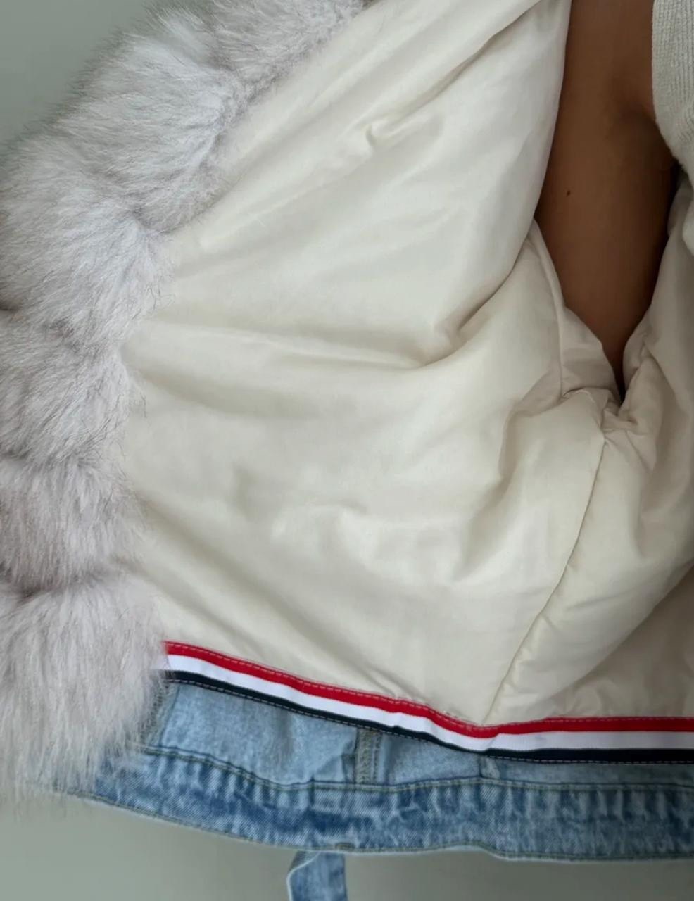 джинсовая куртка с натуральным мехом песца,джинсовка мех песец,джинсовая куртка с мехом,джинсовка с натуральным мехом,куртка с натуральным мехом