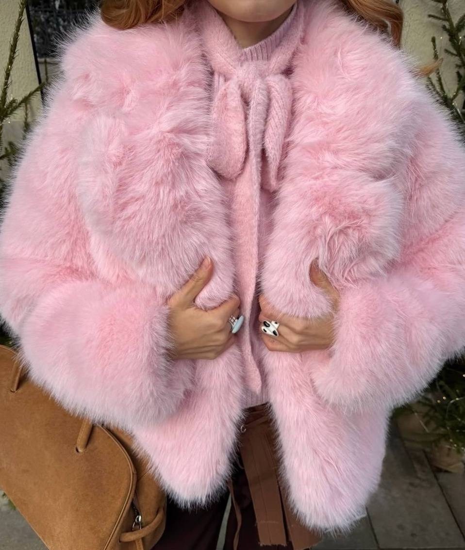 розовая шуба,шуба из искусственного меха,розовая шубка,зимняя мода