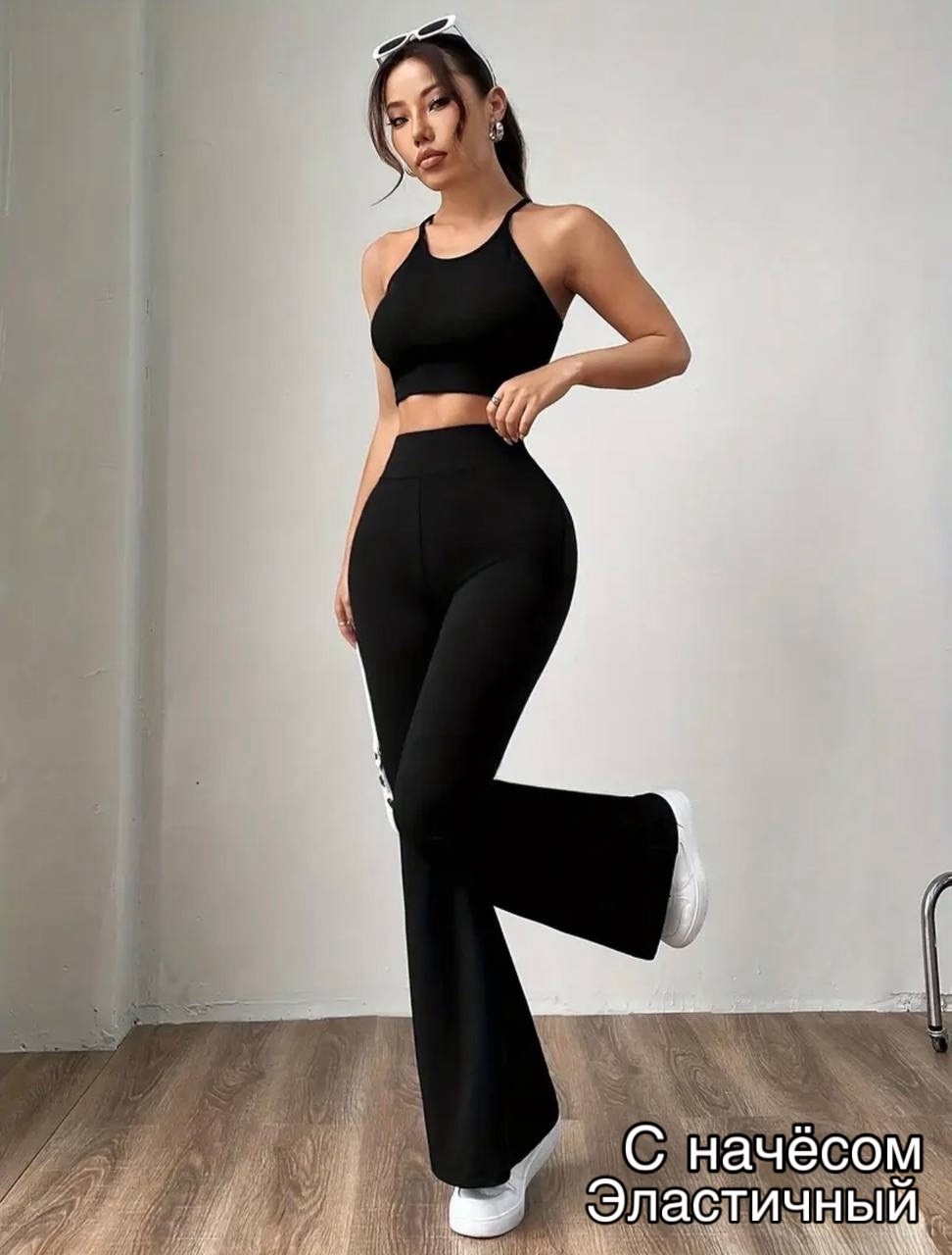 женские леггинсы с высокой талией и широкими штанинами - черные,женские весенне-летние облегающие расклешенные брюки с высокой талией,женские черные расклешенные брюки с высокой талией,женские летние