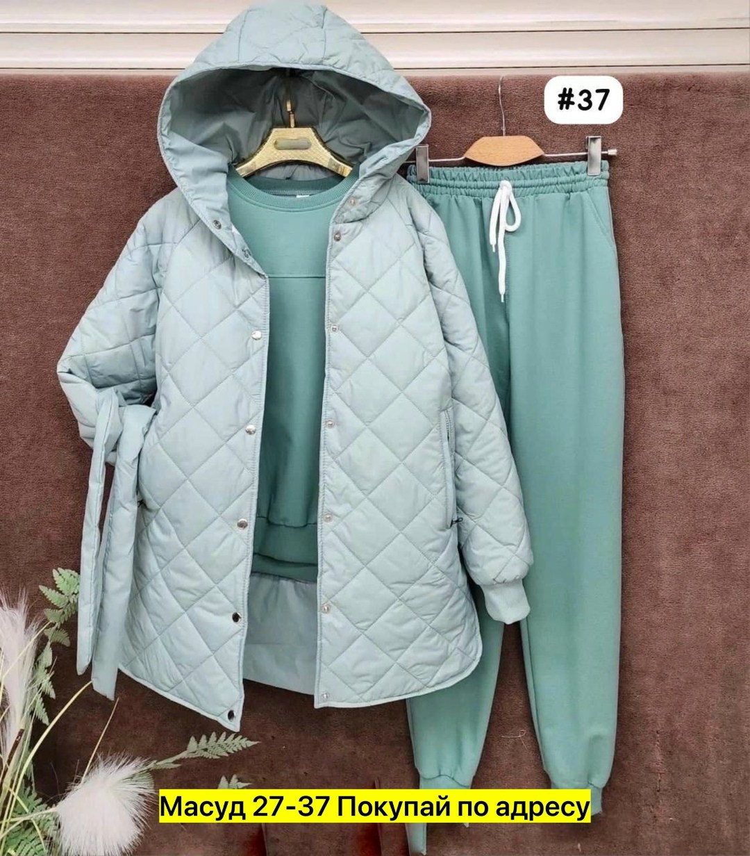 cпортивный костюм женский на флисе,костюм женский на флисе,костюм женский тройка,костюм тройка с курткой,костюм спортивный тройка с длинным стеганым пальто cubi shop