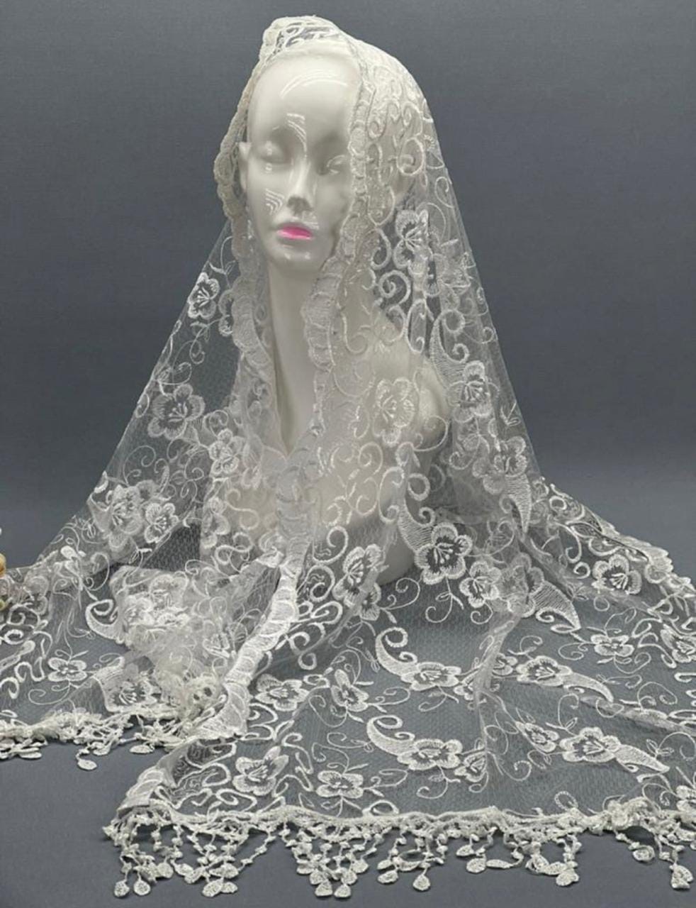 платок палантин для храма в церковь шарф косынка,кружевная фата,фата с кружевом,свадебная фата,фата невесты
