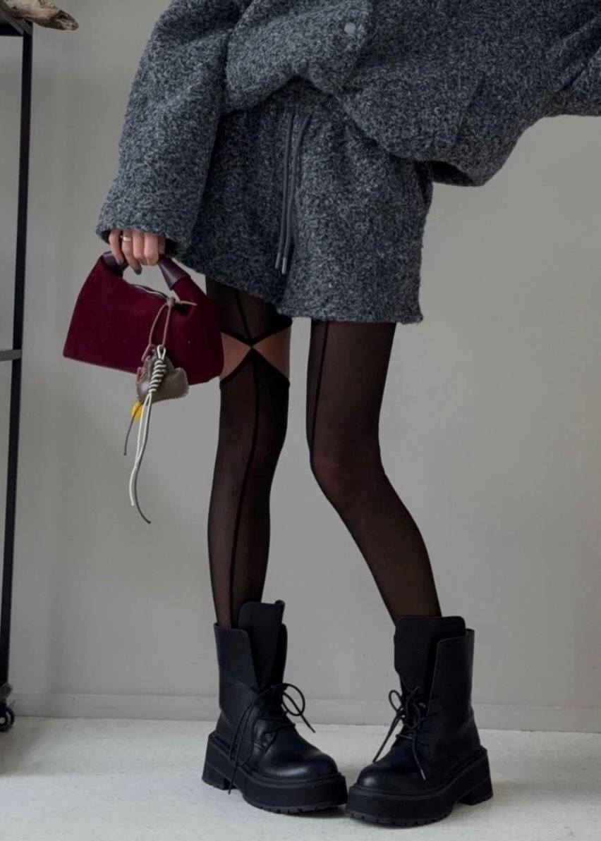 модные образы,стильные наряды,девушка в чулках,телка в чулках