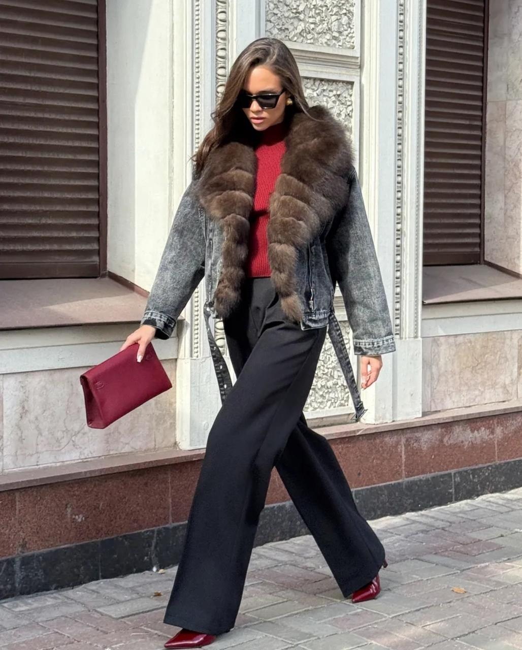 джинсовая куртка с натуральным мехом песца,джинсовка мех песец,джинсовая куртка с мехом,джинсовка с натуральным мехом,куртка с натуральным мехом