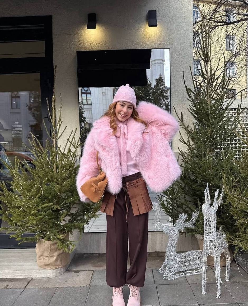 розовая шуба,шуба из искусственного меха,розовая шубка,зимняя мода