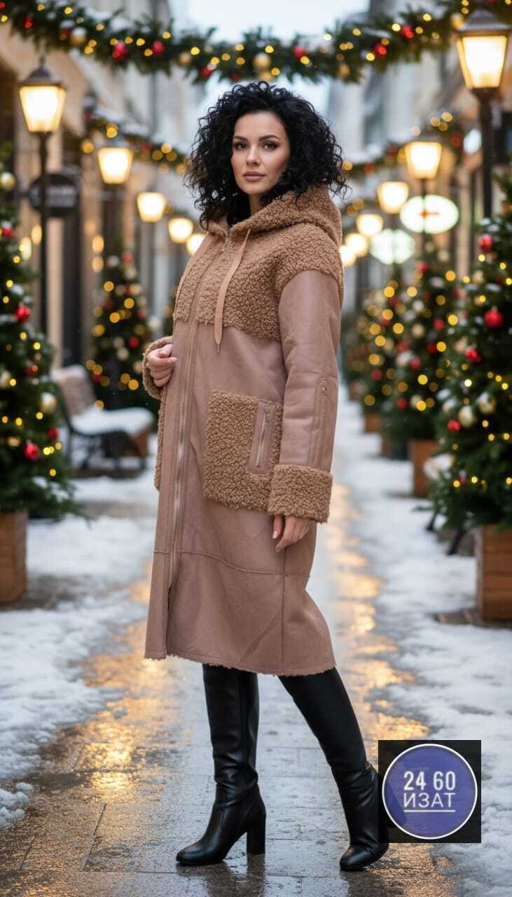 дубленка женская,дубленка бежевая,двусторонняя дубленка,искусственная дубленка,дубленка удлиненная