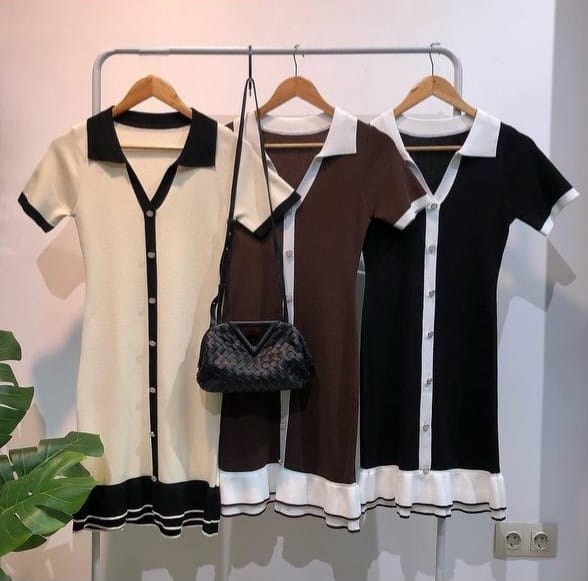 трикотажное платье,коричневое платье,короткие платье,платье летнее,платье поло трикотажное