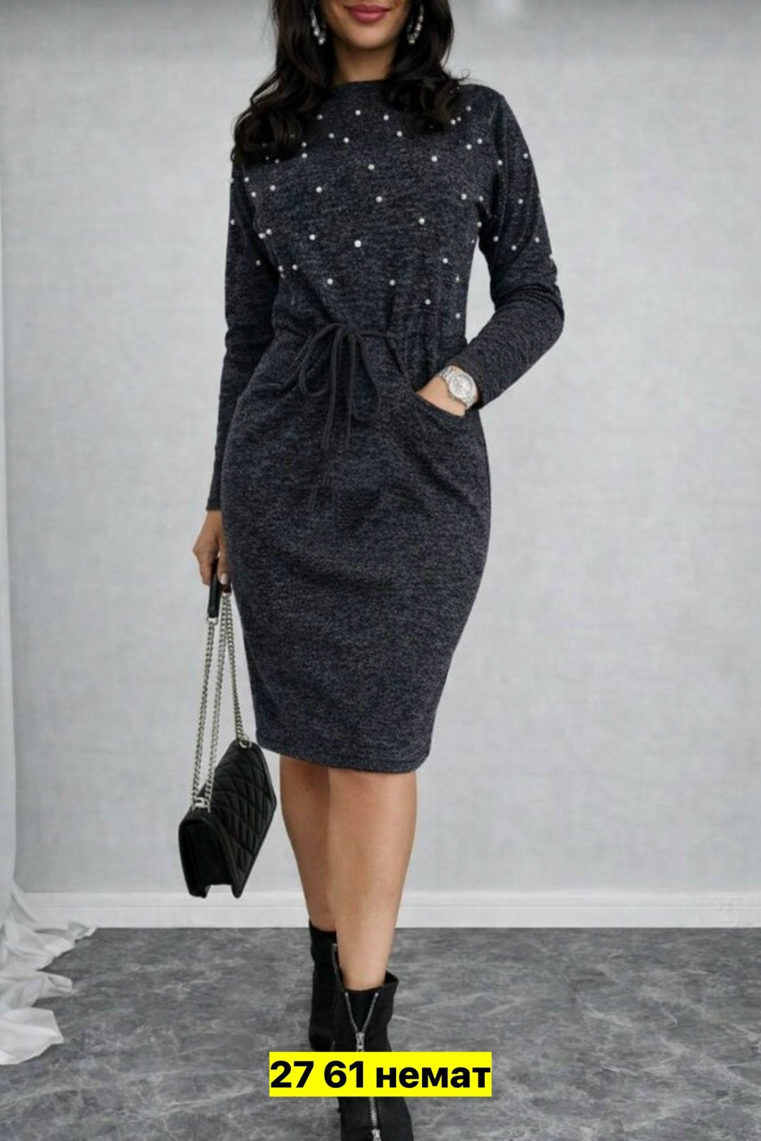 платье бусинки,платье женская,платье модели,теплое платье с бусинами,теплое платье