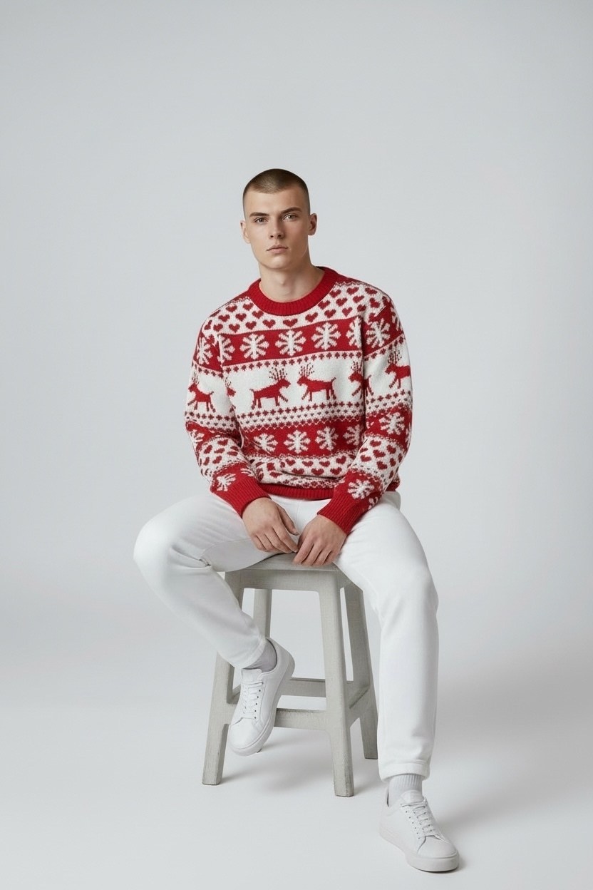 новогодний джемпер,новогодние свитера,мужской свитер с оленем,джемпер с узорами,свитер