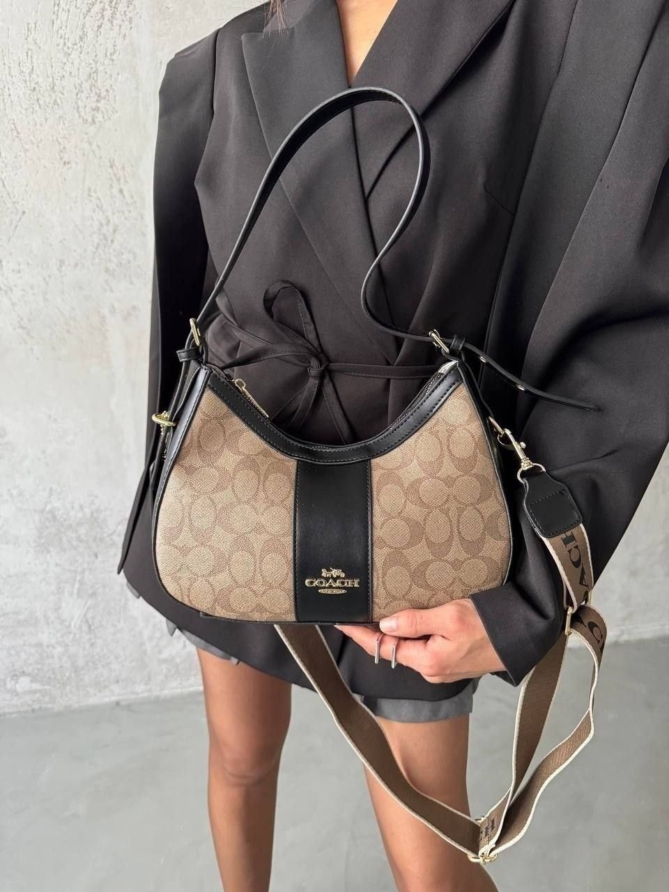 сумка багет coach,сумка coach coach цвет бежевый,сумка coach,женская сумка coach,coach сумка на плечо
