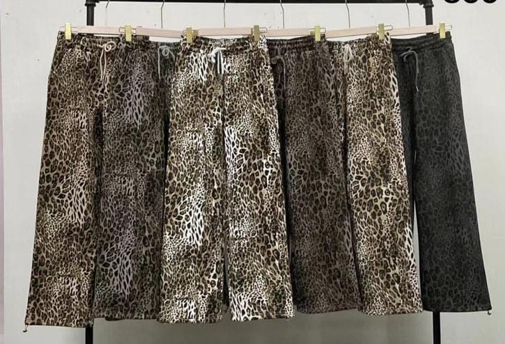 брюки леопардовые,брюки палаццо леопардовые женский,брюки широкие,брюки с леопардовым принтом,женские брюки phumee с леопардовым принтом