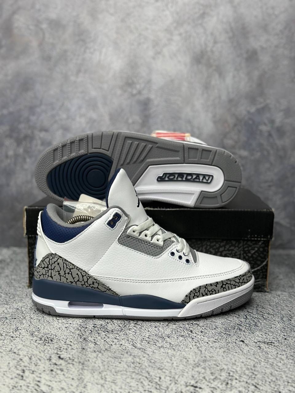 nike air jordan 3 retro,кроссовки air jordan 3 retro 'midnight navy' белый,nike air jordan 3,кроссовки,air jordan 3