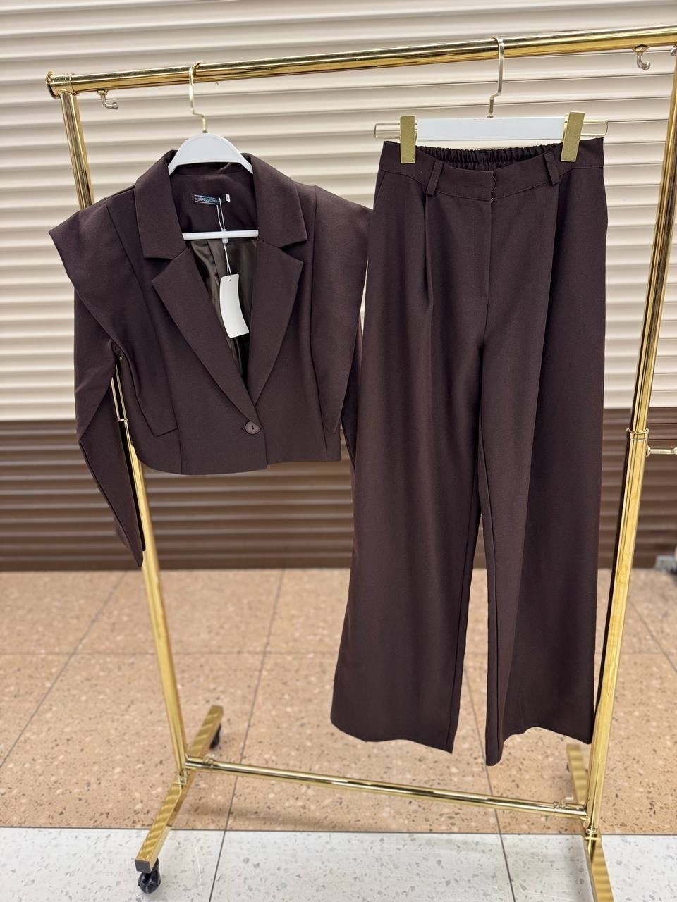 брючный костюм женский,костюм брючный,костюм женский с брюками палаццо,женский костюм брюки,костюм двойка брюки палаццо + укороченный пиджак